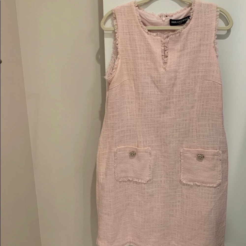 Karl Lagerfeld pink tweed dress